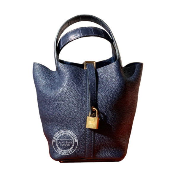 Hermès Picotin 18cm Bleu Nuit/Bleu Marine Touch Alligator/Clemence GHW