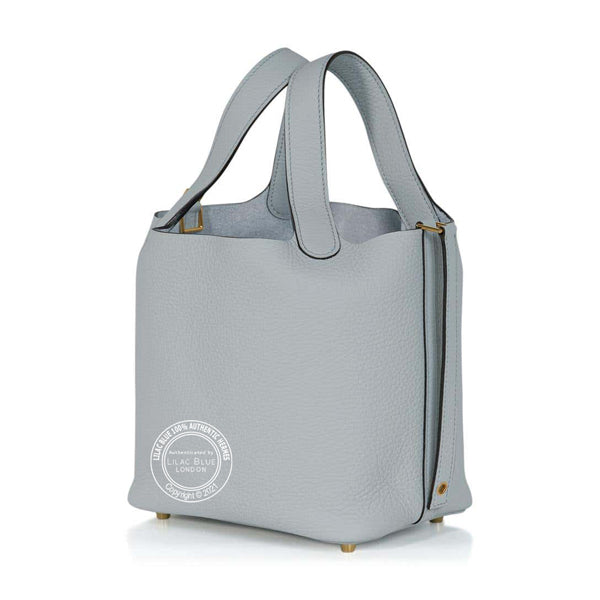Hermès Picotin 18cm Bleu Pale Clemence PHW
