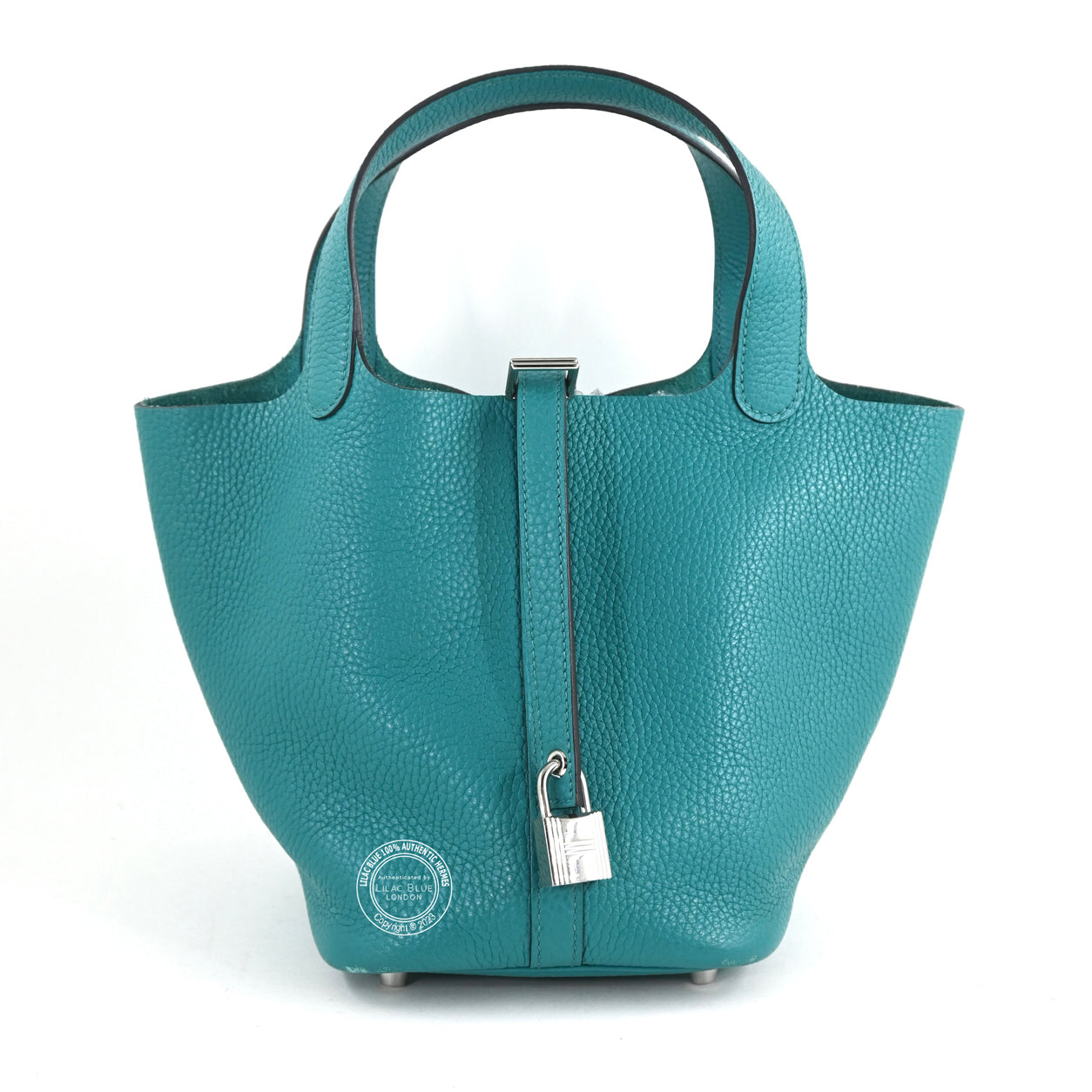 Hermès Picotin 18cm Bleu Paon Clemence PHW - Preloved