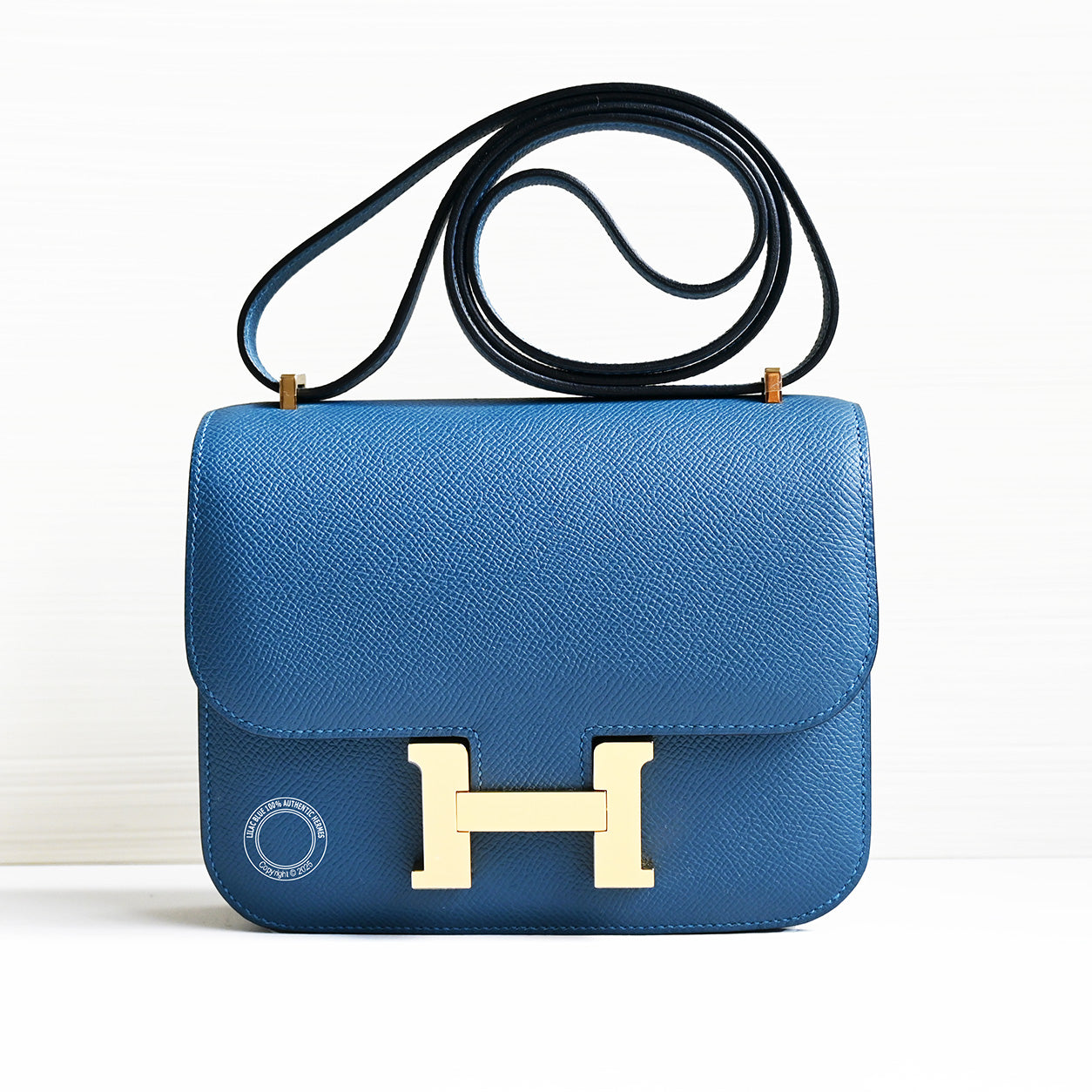 Hermes Constance 18cm Bleu Thalassa Epsom GHW
