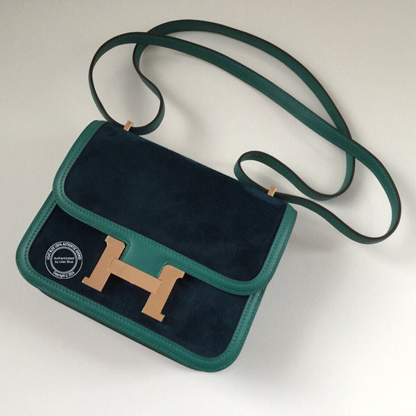 Hermès Constance 18cm Bleu Ocean/Malachite Veau Doblis/Togo PHW