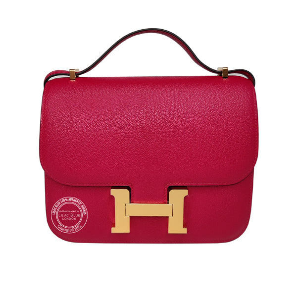 Hermès Constance 18cm Framboise Chevre GHW