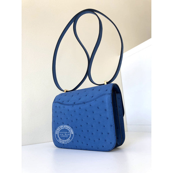 Hermès Constance 18cm Mykonos Ostrich GHW