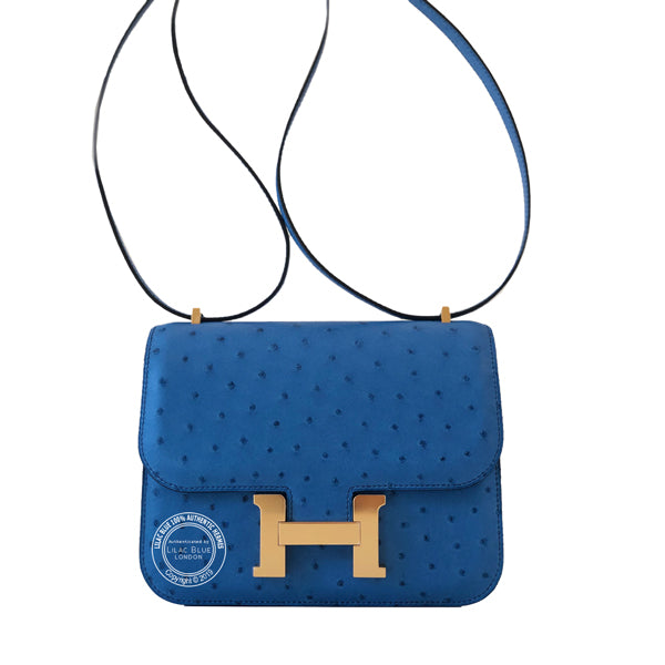 Hermès Constance 18cm Mykonos Ostrich GHW