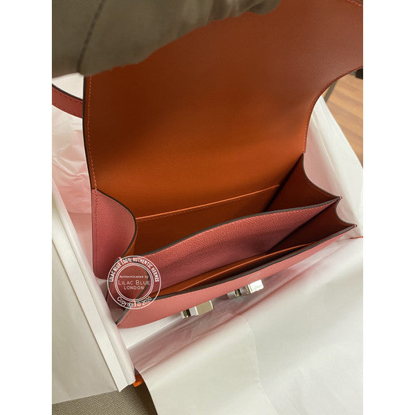 Hermès Constance 18cm Rose d'Ete/Terre Battue Evercolor PHW