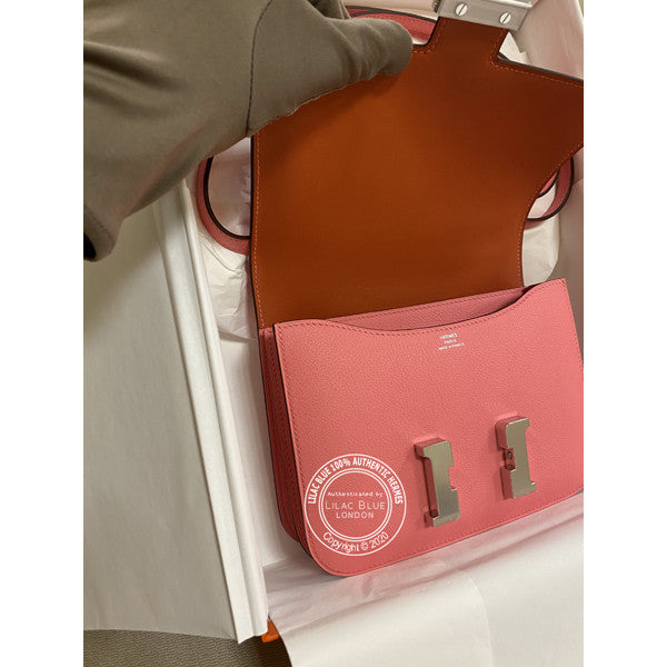 Hermès Constance 18cm Rose d'Ete/Terre Battue Evercolor PHW