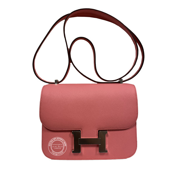 Hermès Constance 18cm Rose d'Ete/Terre Battue Evercolor PHW