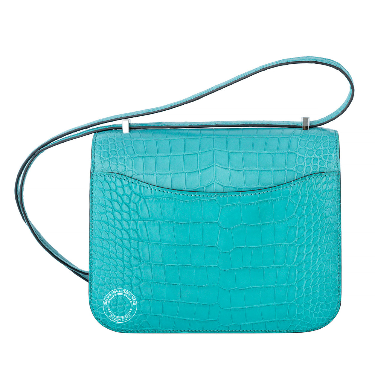 Hermès Constance 18cm Turquoise Matte Crocodile PHW