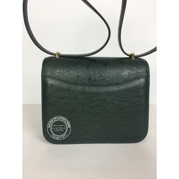 Hermès Constance 18cm Vert Titien Ostrich GHW