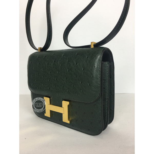 Hermès Constance 18cm Vert Titien Ostrich GHW