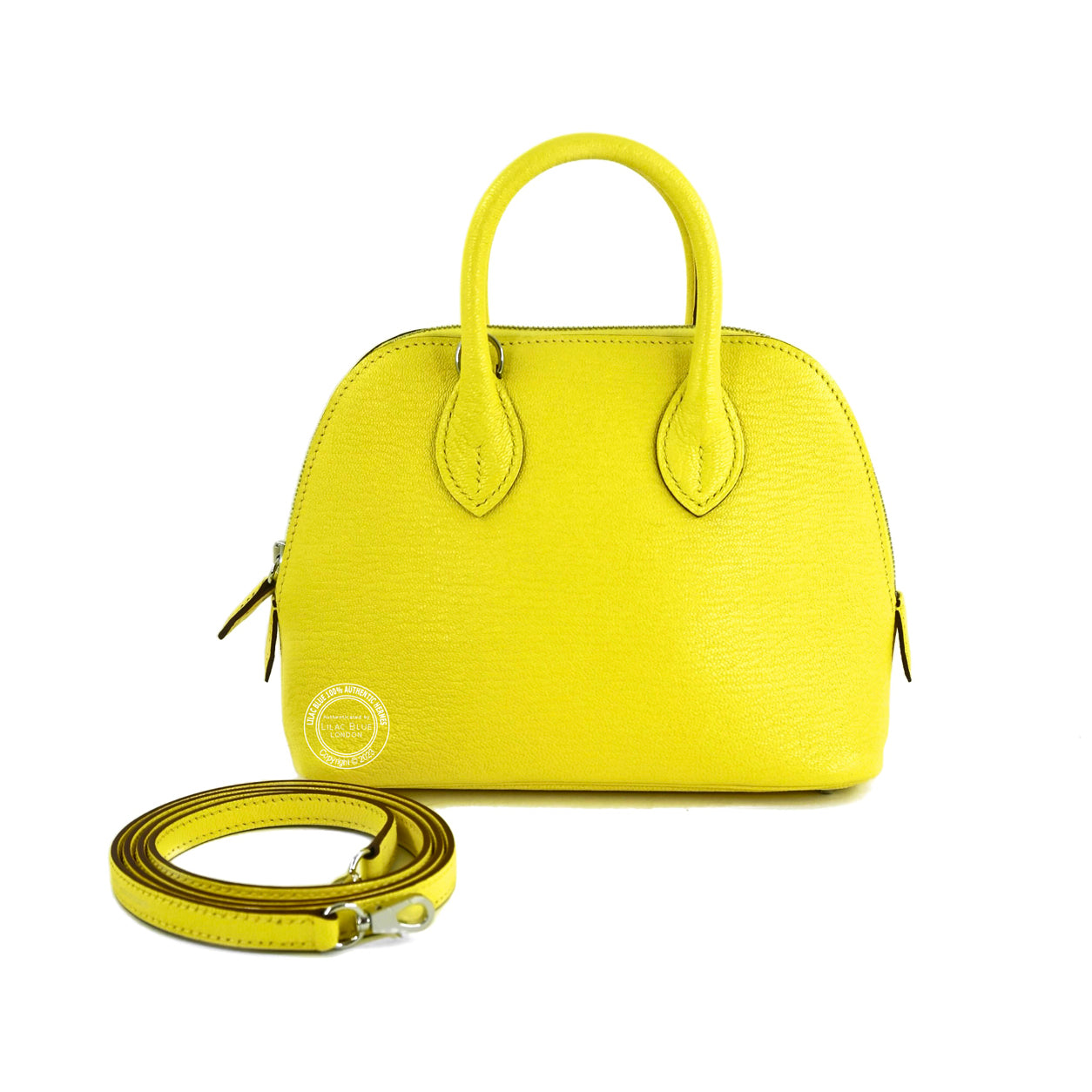 Hermès Bolide 1923 19cm Jaune Citron Chevre PHW