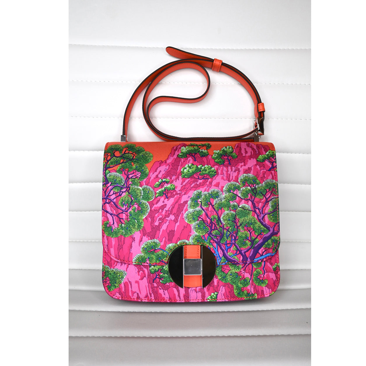 Hermès 2002 Sieste au Paradis 20cm Orange Poppy Silk/Swift PHW