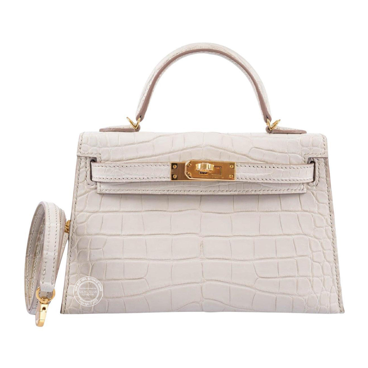 Hermès Kelly 20cm Beton Matte Alligator GHW