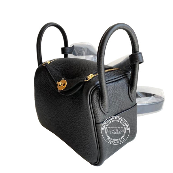 Hermès Lindy 20cm Black Clemence GHW