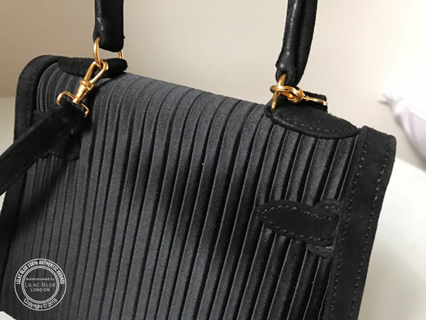 Hermès Kelly 20cm Black Silk/Suede, GHW - Vintage