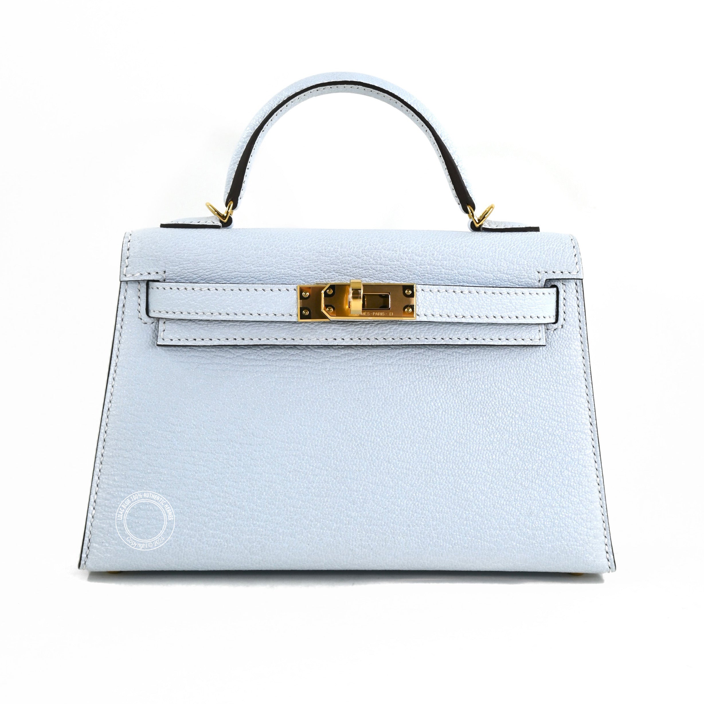 Hermes Kelly 20cm Bleu Brume Chevre GHW