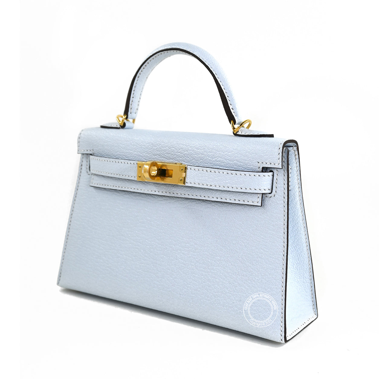 Hermes Kelly 20cm Bleu Brume Chevre GHW