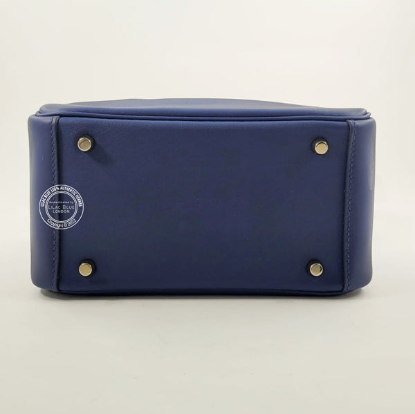Hermès Lindy 20cm Bleu Saphir Swift GHW