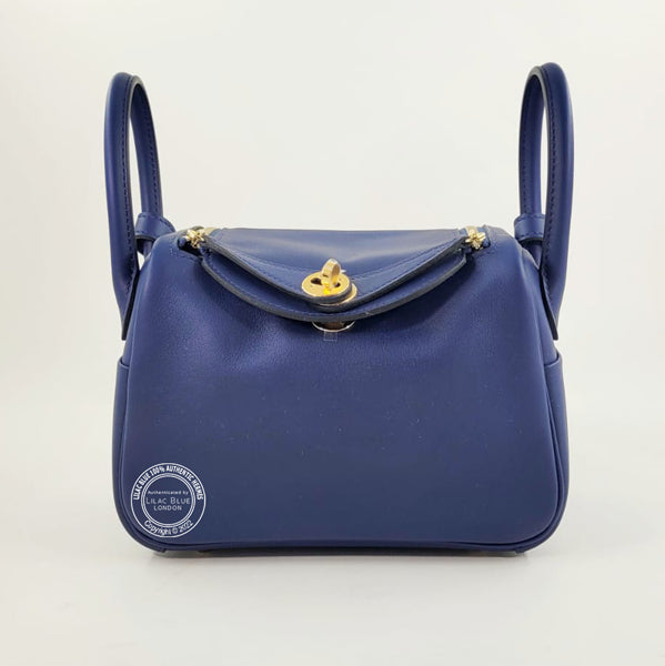 Hermès Lindy 20cm Bleu Saphir Swift GHW