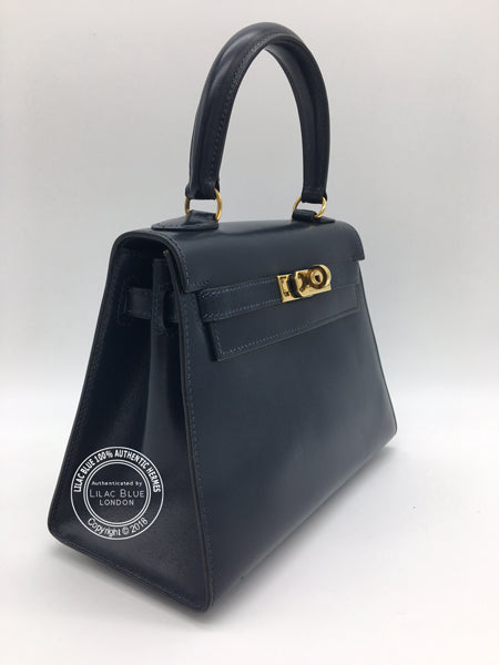 Hermès Kelly 20cm Blue Box, GHW - Vintage