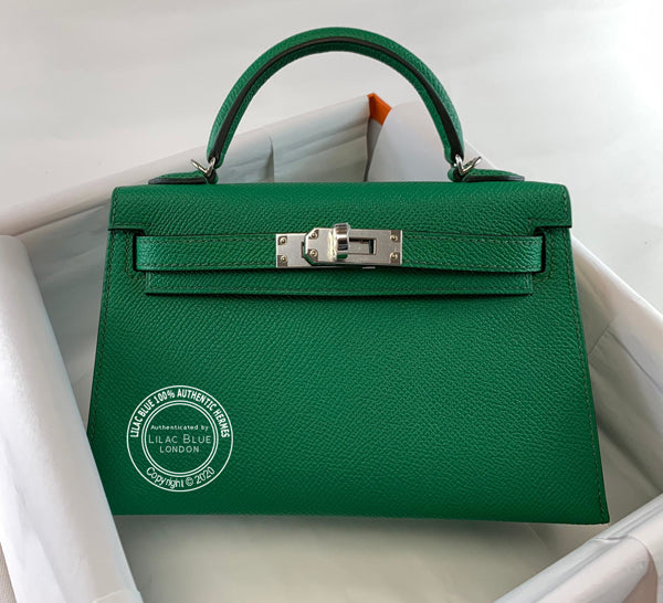 Hermès Kelly 20cm Cactus/Bleu Atoll Verso Epsom PHW