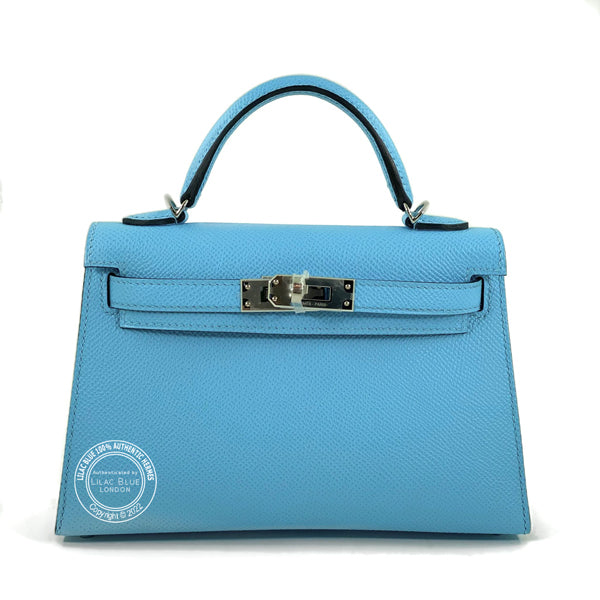 Hermès Kelly 20cm Celeste Epsom PHW