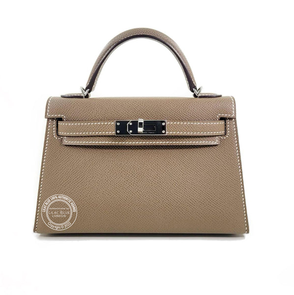 Hermès Kelly 20cm Etoupe Epsom PHW - As New