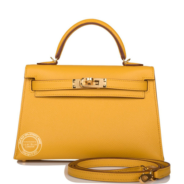 Hermès Kelly 20cm Jaune Ambre Epsom GHW