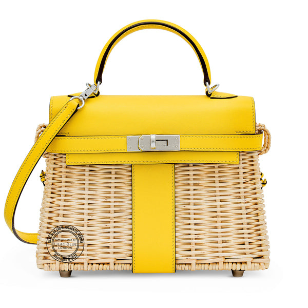 Hermès Kelly 20cm Jaune de Naples Swift/Osier PHW