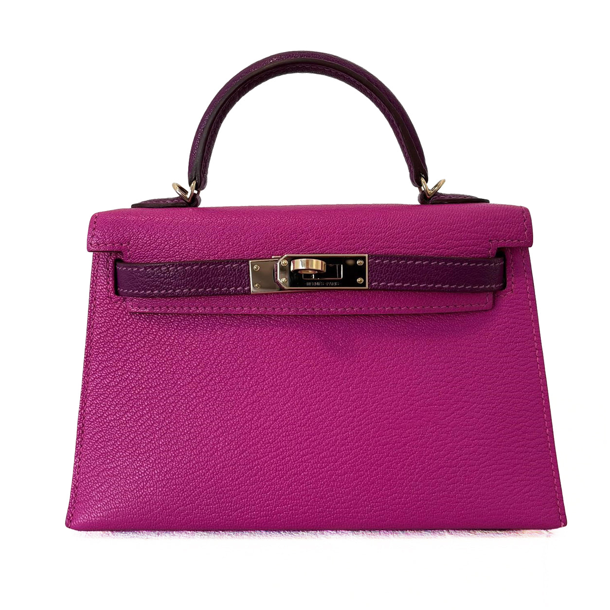 Hermès Kelly 20cm Magnolia/Cassis HSS Chevre PBHW