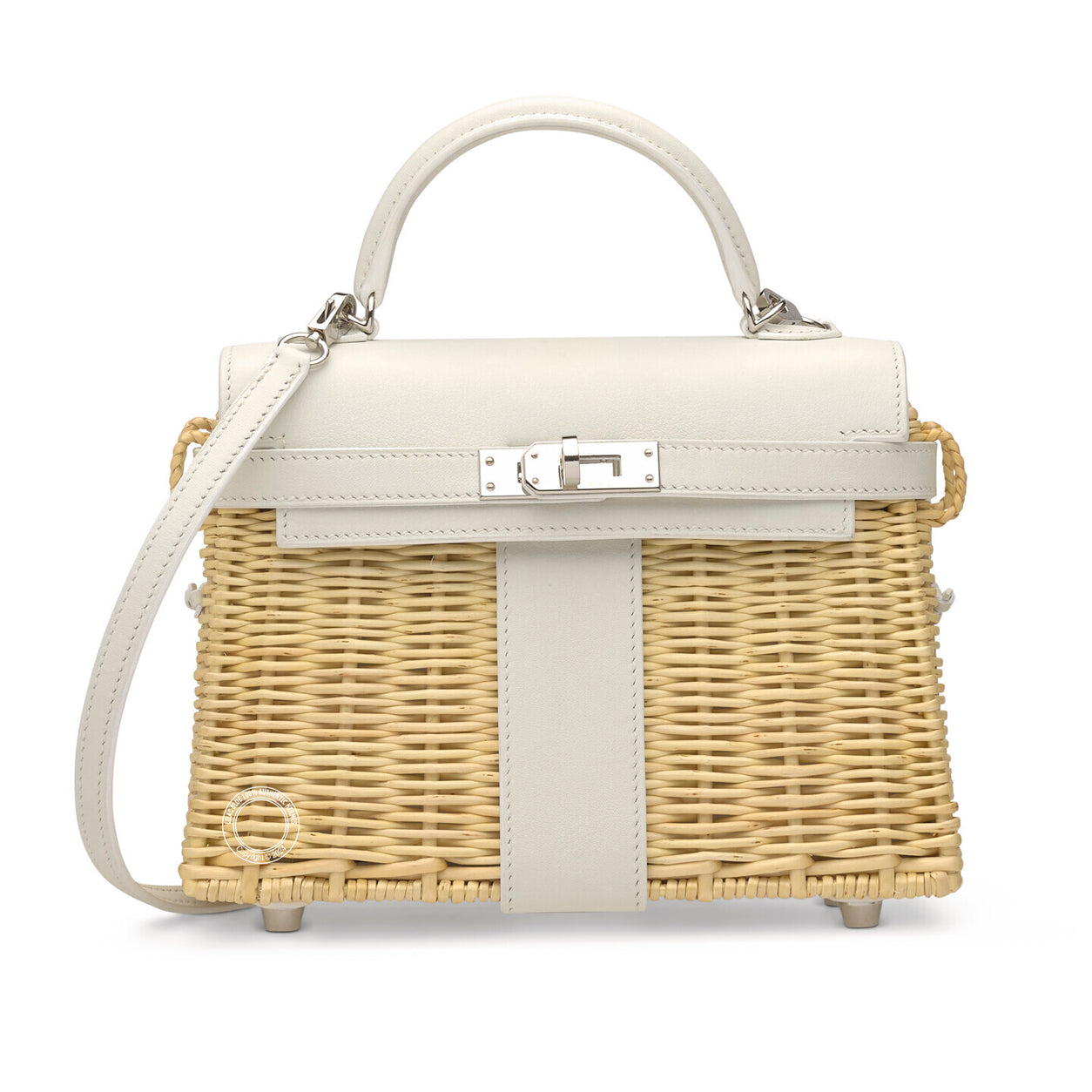 Hermès Kelly 20cm New White Swift/Osier PHW