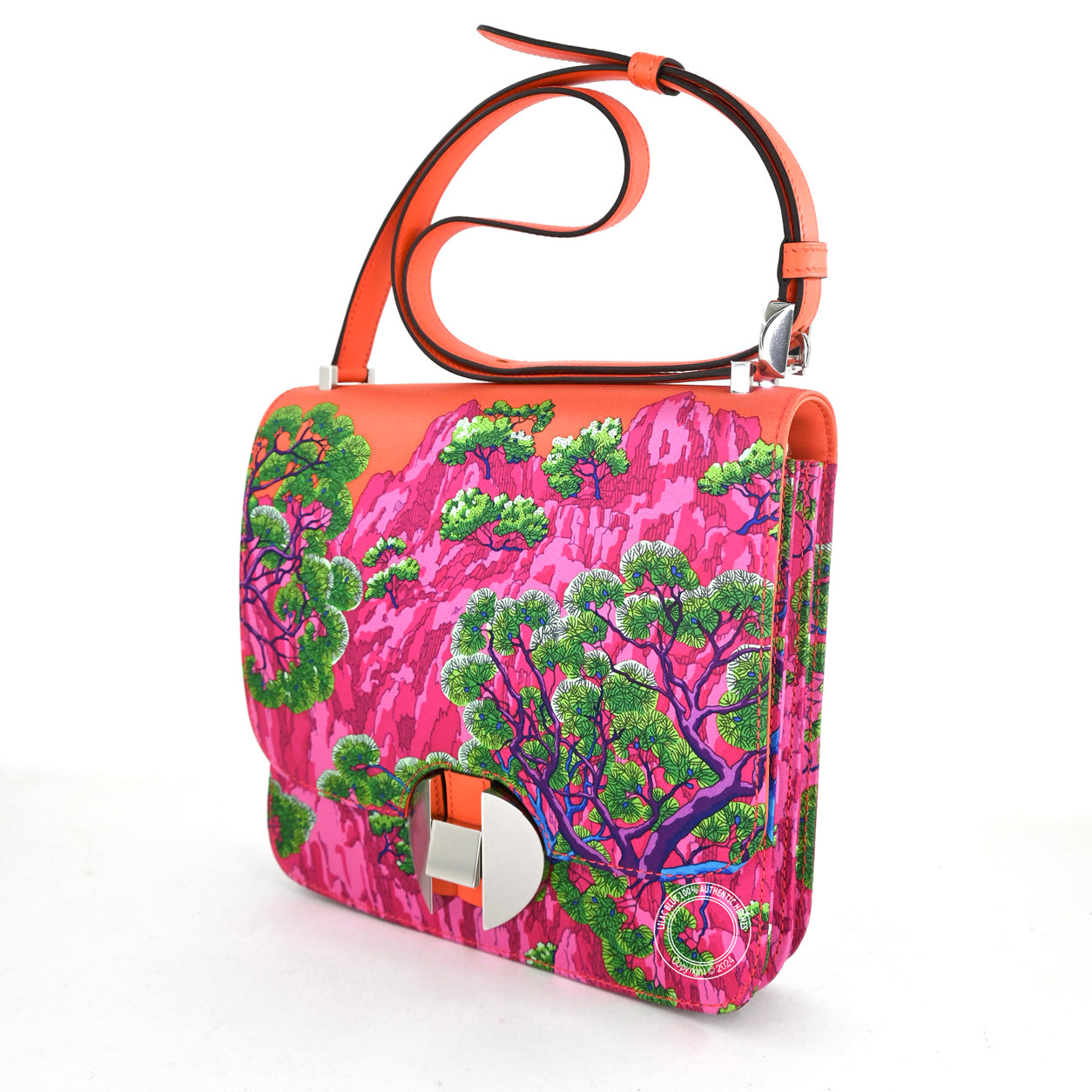 Hermès 2002 Sieste au Paradis 20cm Orange Poppy Silk/Swift PHW