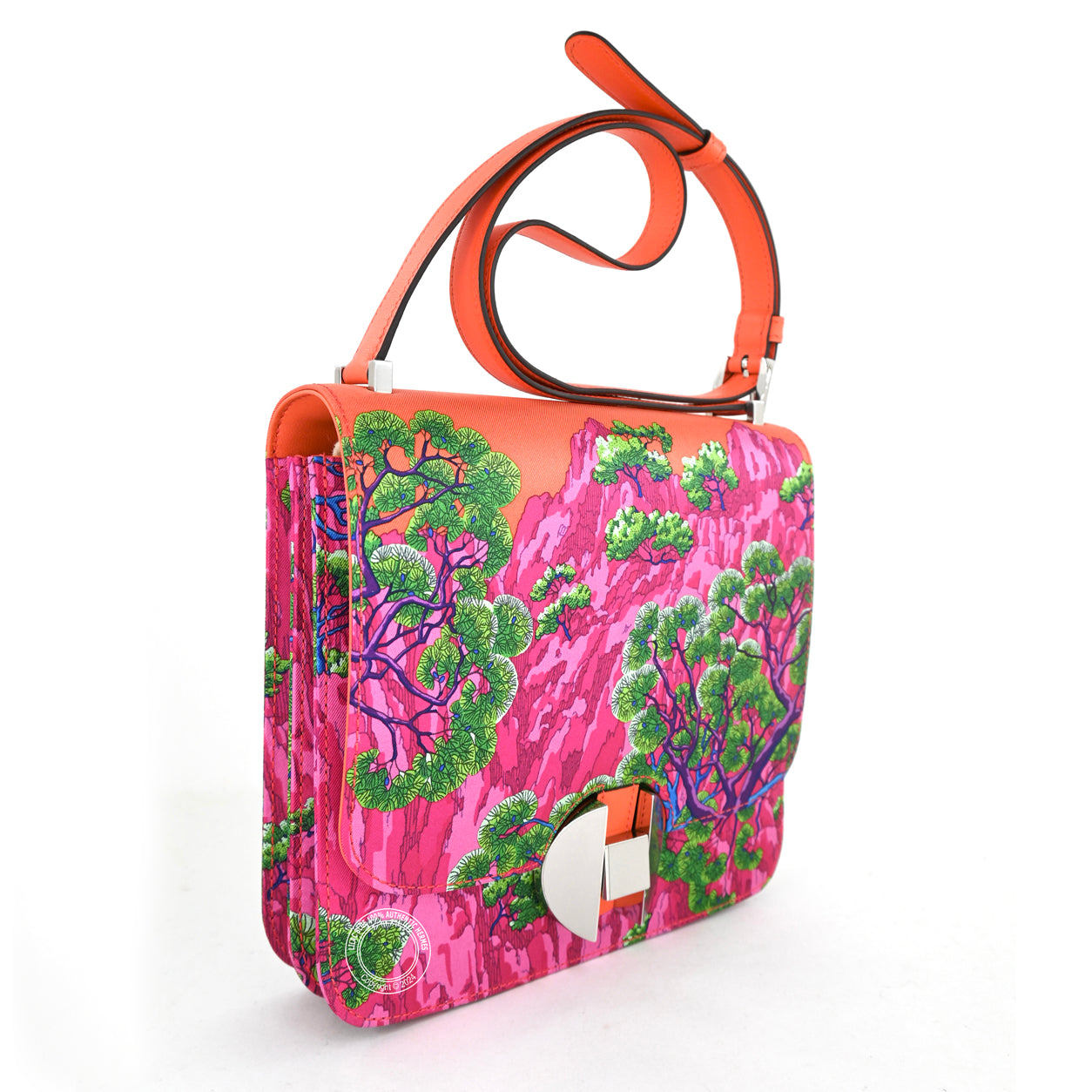 Hermès 2002 Sieste au Paradis 20cm Orange Poppy Silk/Swift PHW
