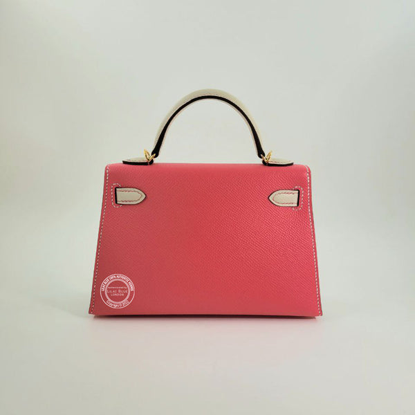 Hermes Kelly 20cm Rose Azalee/Craie HSS Epsom GHW