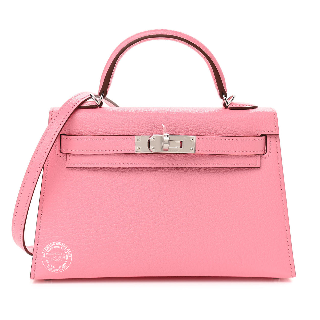 Hermès Kelly 20cm Rose Confetti/Sanguine Verso Chevre PHW