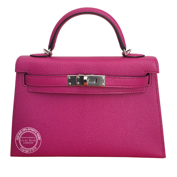 Hermès Kelly 20cm Rose Pourpre Chevre PHW