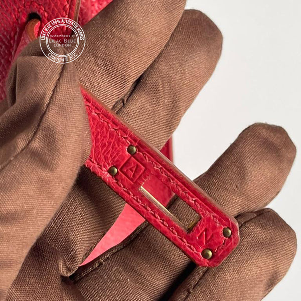 Hermès Kelly 20cm Rouge Vif Courchevel GHW - Vintage