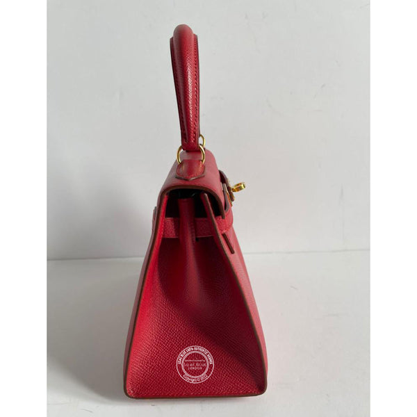 Hermès Kelly 20cm Rouge Vif Courchevel GHW - Vintage
