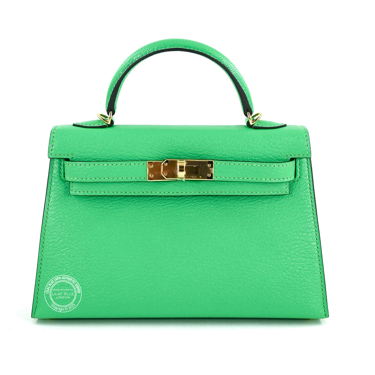 Hermès Kelly 20cm Vert Comics Chevre GHW