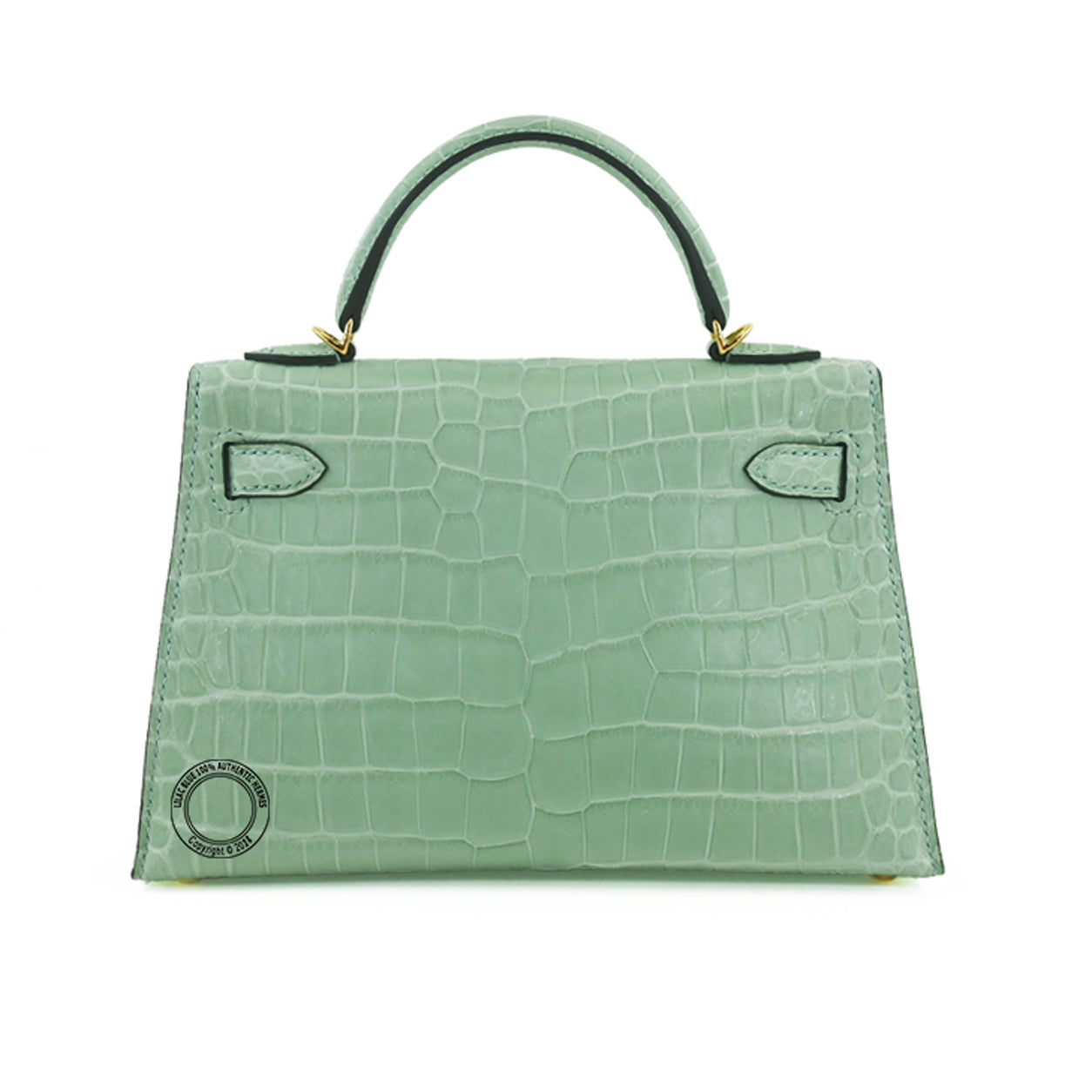 Hermès Kelly 20cm Vert d'Eau Matte Crocodile GHW