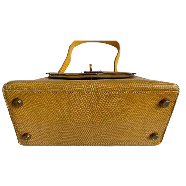Hermès Kelly 20cm Yellow Lizard GHW - Vintage