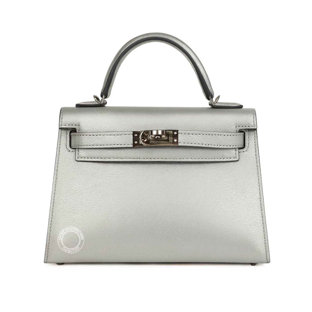 Hermès Kelly 20cm Argent Chevre PHW