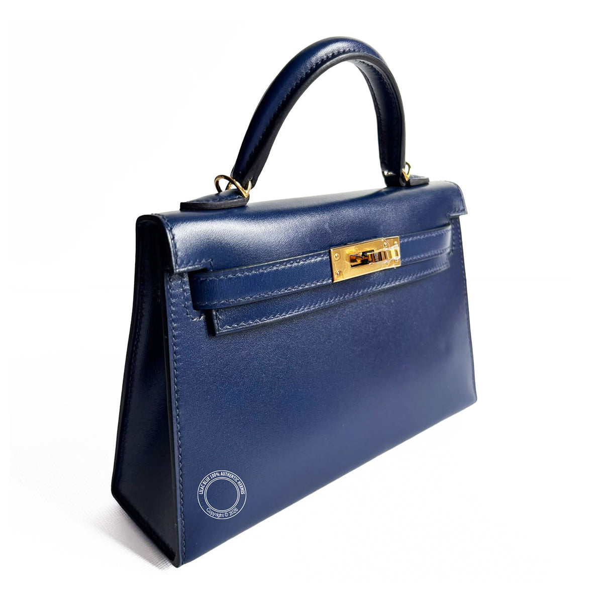 Hermès Kelly 20cm Bleu Saphir Box GHW