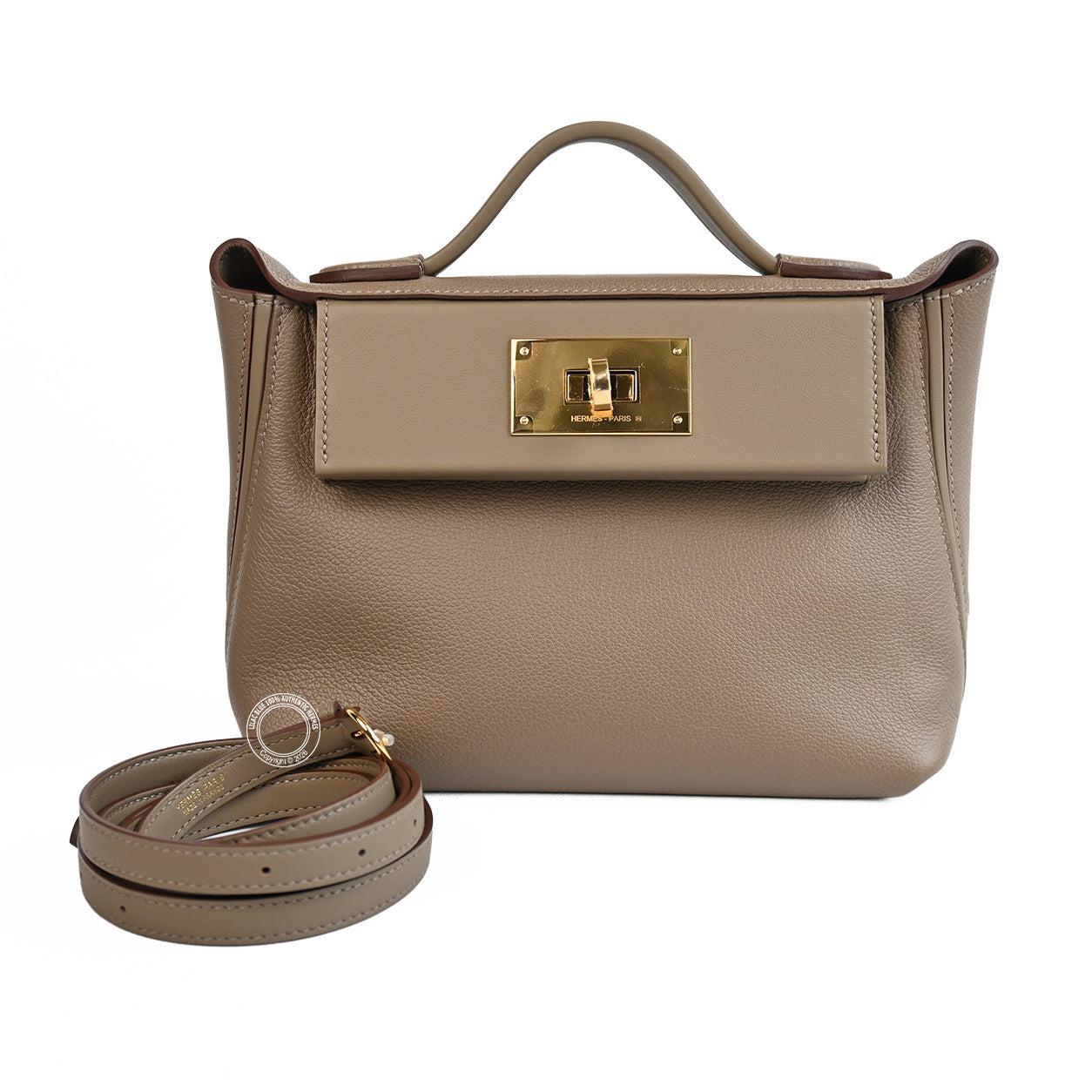 24 24 Etoupe Evercolour & Swift leather with gold hardware