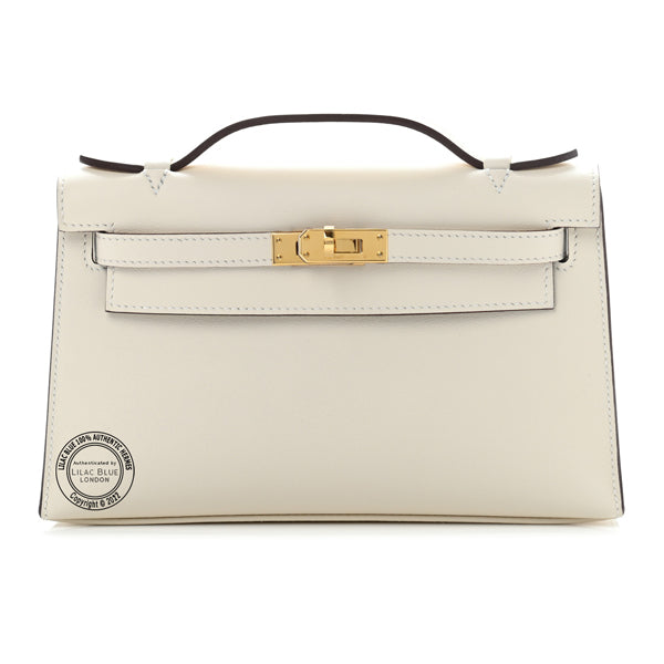 Hermès Kelly 22cm Nata Mini Pochette Swift GHW