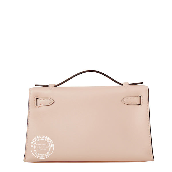 Hermès Kelly 22cm Rose Eglantine Mini Pochette Swift PHW