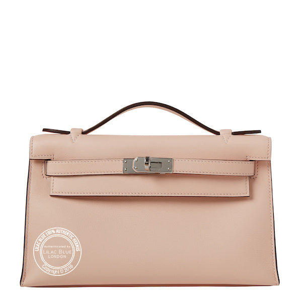 Hermès Kelly 22cm Rose Eglantine Mini Pochette Swift PHW