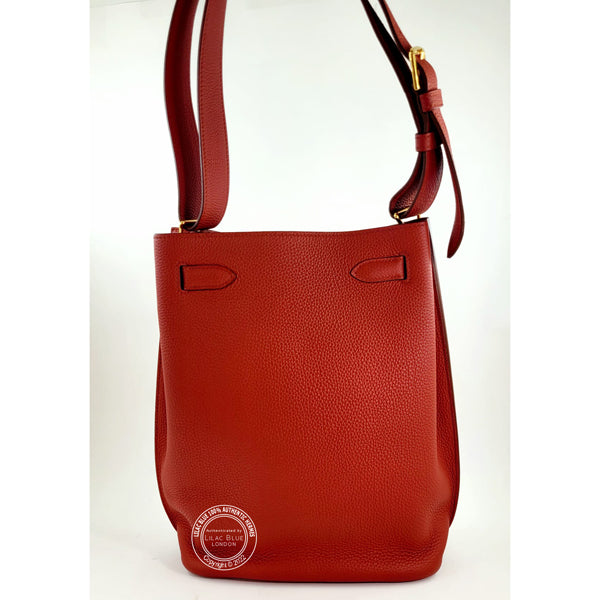 Hermès So Kelly 22cm Rouge Casaque Clemence GHW - Preloved