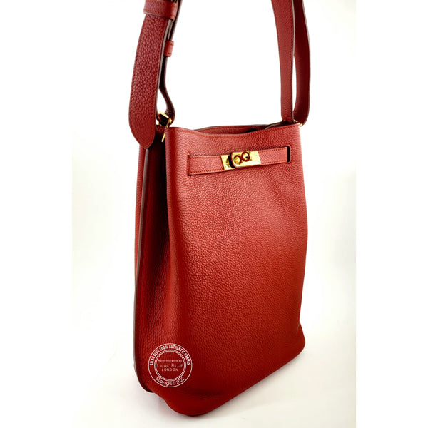 Hermès So Kelly 22cm Rouge Casaque Clemence GHW - Preloved