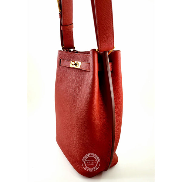 Hermès So Kelly 22cm Rouge Casaque Clemence GHW - Preloved